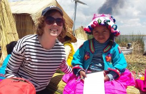 Kirsty and girl on Uros islands