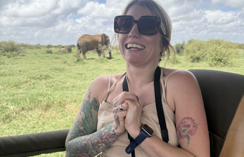 Vickys first Elephant in the wild-Loisaba-Conservancy,-Kenya